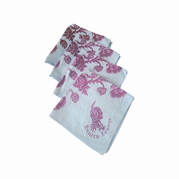 Vintage 70's Seneca Lounge Thistle Cloth Napkins Set Of 4 - Picture 10 of 11